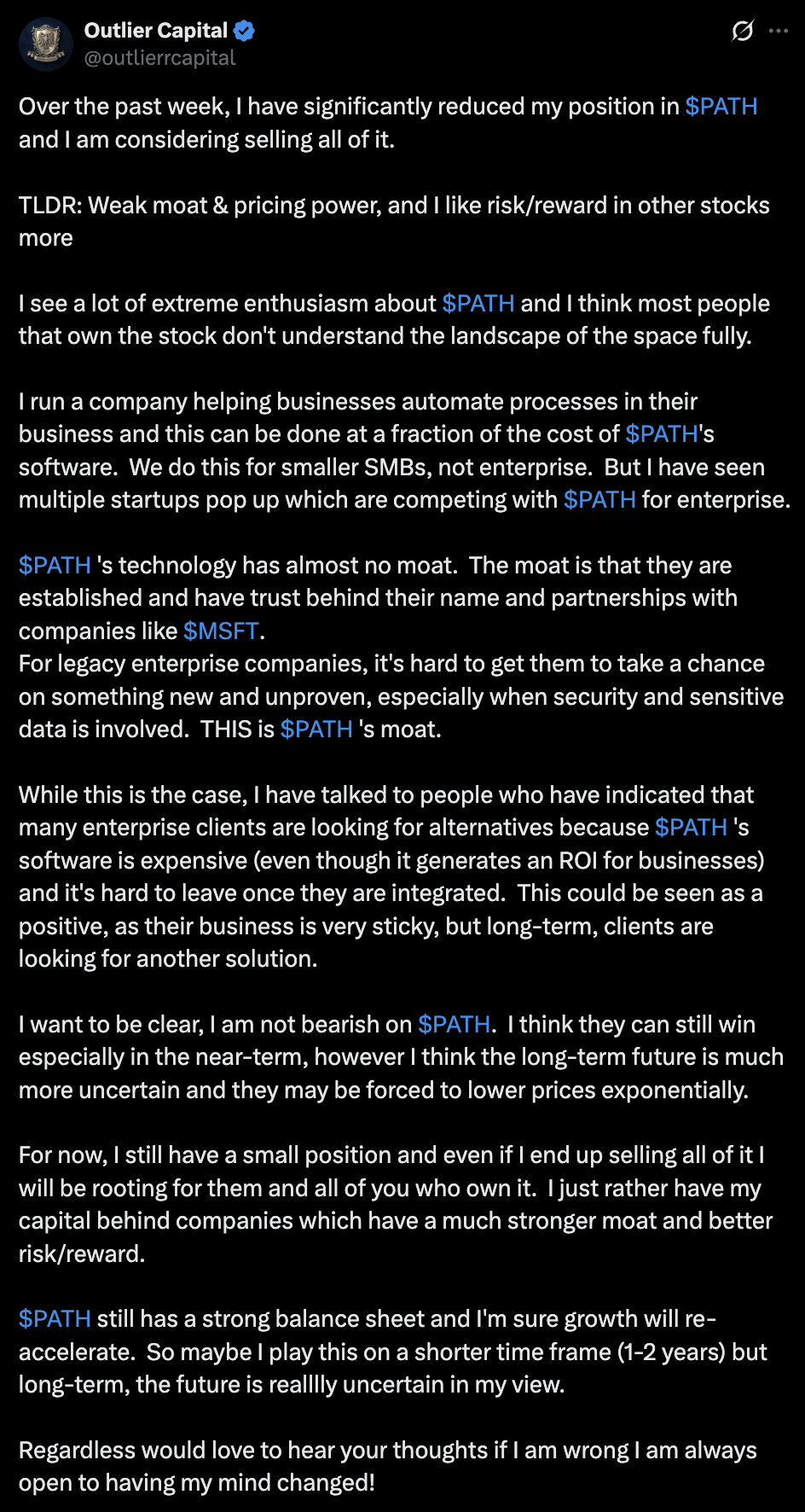 Why I'm selling PATH